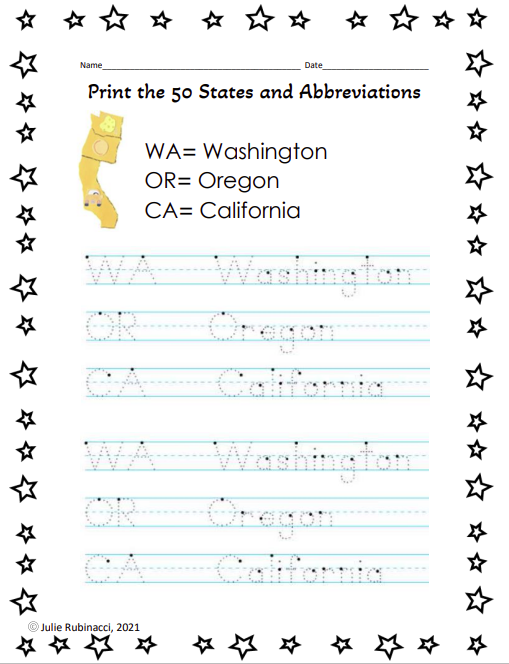 Print the States Handout