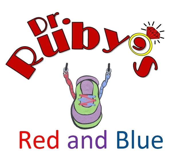 Dr. Ruby's Red and Blue shoes